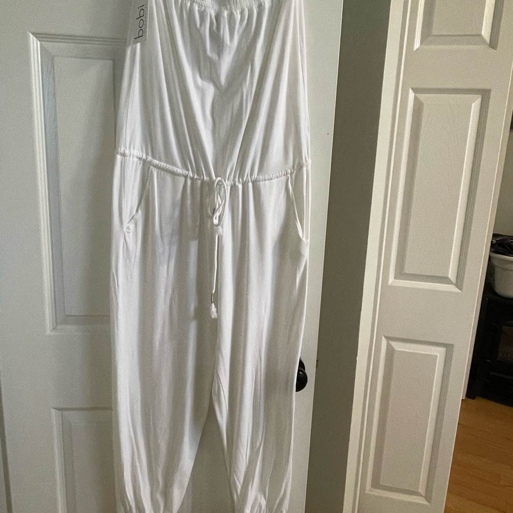 bobi White Strapless Jumpsuit - Picture 3 of 6